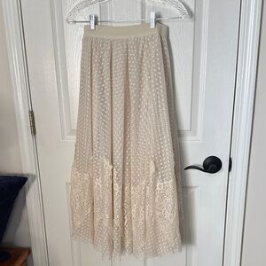 Easel Cream Polka Dot Lace A-Line Skirt